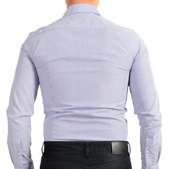 Scuderia Ferrari Men's Blue Striped Casual Button Down Shirt US S IT 48 - Picture 6 of 9